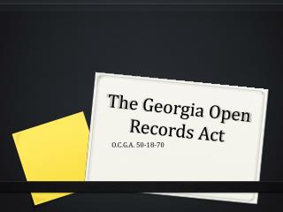 The Georgia Open Records Act