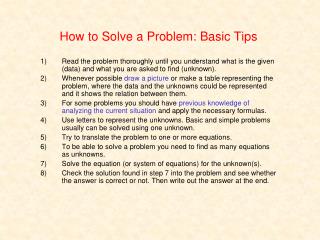 How to Solve a Problem: Basic Tips