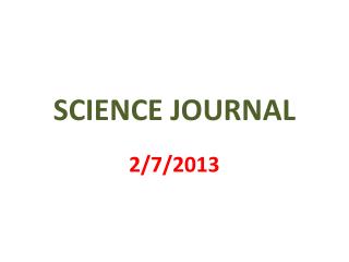 SCIENCE JOURNAL