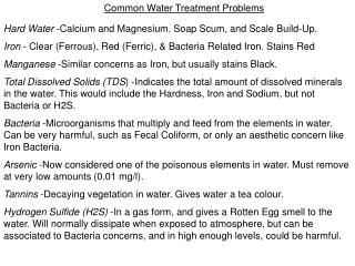 Common Water Treatment Problems