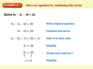 Solve an equation by combining like terms