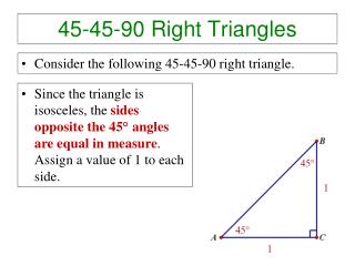 45-45-90 Right Triangles