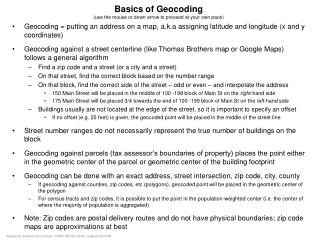 Basics of Geocoding (use the mouse or down arrow to proceed at your own pace)