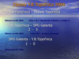 Zápasy Y.B.Topoľnica 2004
