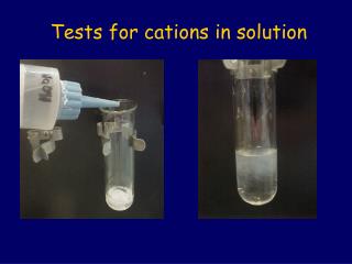 Tests for cations in solution