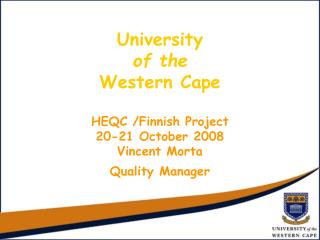 UNIVERSITY OF THE WESTERN CAPE New Life Science Complex