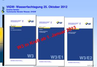 VIGW- Wasserfachtagung 25. Oktober 2012 Cosimo Sandre Technischer Berater Wasser, SVGW