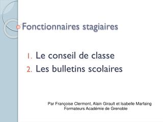 Fonctionnaires stagiaires