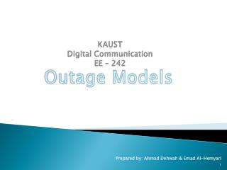 KAUST Digital Communication EE – 242