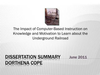 Dissertation Summary Dorthena Cope