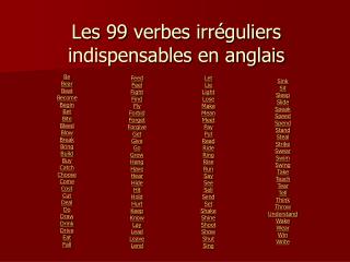 Les 99 verbes irréguliers indispensables en anglais