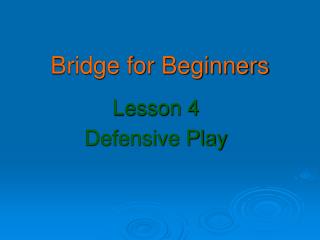 Bridge for Beginners