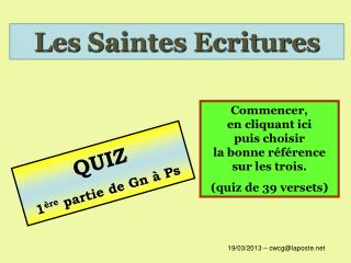 Les Saintes Ecritures