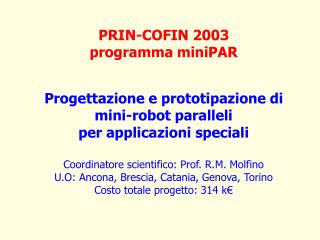 PRIN-COFIN 2003 programma miniPAR