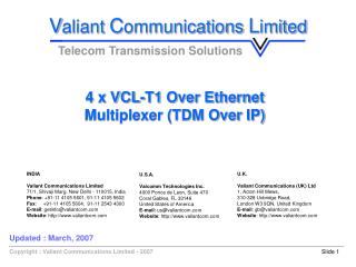 4 x VCL-T1 Over Ethernet Multiplexer (TDM Over IP)