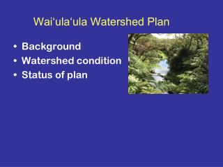 Wai‘ula‘ula Watershed Plan