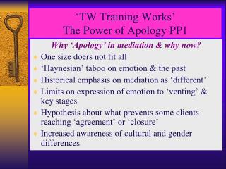 ‘TW Training Works’ The Power of Apology PP1