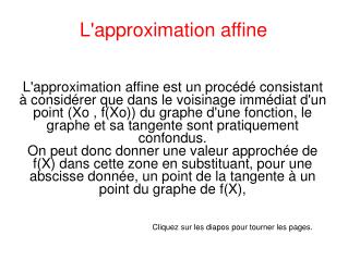 L'approximation affine