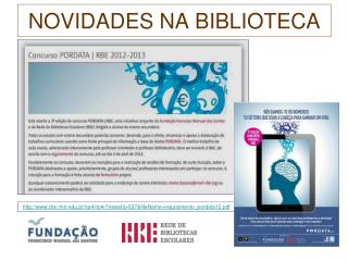 NOVIDADES NA BIBLIOTECA