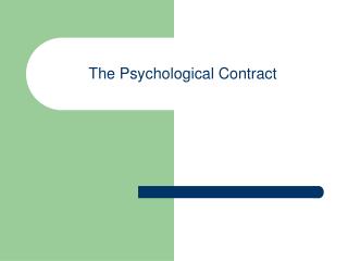 The Psychological Contract