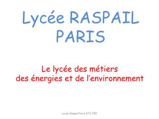 Le lycée des métiers des énergies et de l’environnement