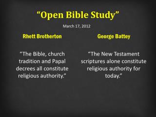 “Open Bible Study”