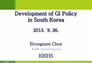 Development of GI Policy in South Korea