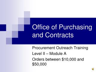 Office of Purchasing and Contracts