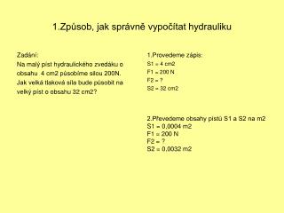 1.Způsob, jak správně vypočítat hydrauliku