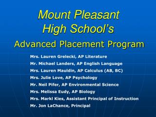 Mount Pleasant High School’s