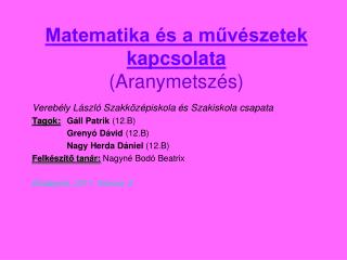 Matematika és a művészetek kapcsolata (Aranymetszés)