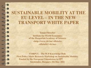 SUSTAINABLE MOBILITY AT THE EU LEVEL – IN THE NEW TRANSPORT WHITE PAPER