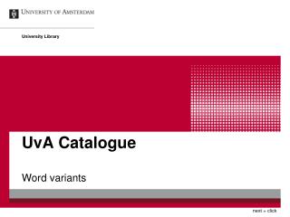 UvA Catalogue