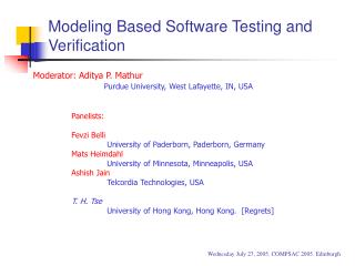 Modeling Based Software Testing and Verification