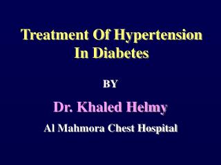 Treatment Of Hypertension In Diabetes