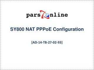 SY800 NAT PPPoE Configuration