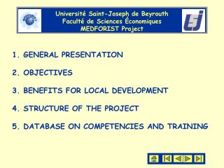 Université Saint-Joseph de Beyrouth Faculté de Sciences Économiques MEDFORIST Project