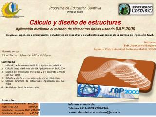 Programa de Educación Continua invita al curso Cálculo y diseño de estructuras