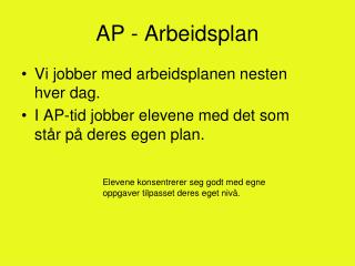 AP - Arbeidsplan