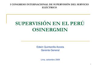 SUPERVISIÓN EN EL PERÚ OSINERGMIN