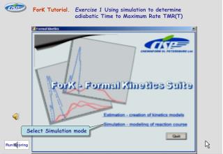 ForK Tutorial. Exercise 1 Using simulation to determine 	adiabatic Time to Maximum Rate TMR(T)