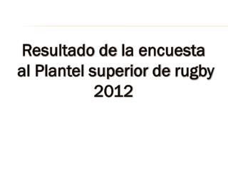 Resultado de la encuesta al Plantel superior de rugby 2012