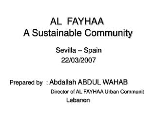 AL FAYHAA A Sustainable Community