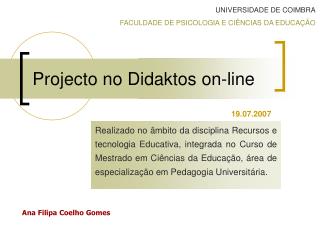 Projecto no Didaktos on-line