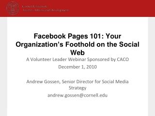 Facebook Pages 101: Your Organization’s Foothold on the Social Web