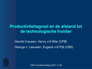 Productiviteitsgroei en de afstand tot de technologische frontier