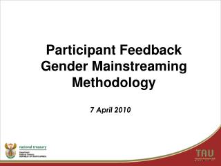 Participant Feedback Gender Mainstreaming Methodology