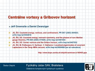 Centr á lne vortexy a Gribovov horizont