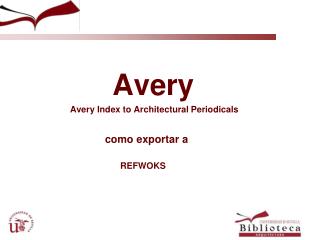 Avery Avery Index to Architectural Periodicals como exportar a
