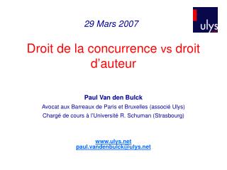 Droit de la concurrence vs droit d’auteur